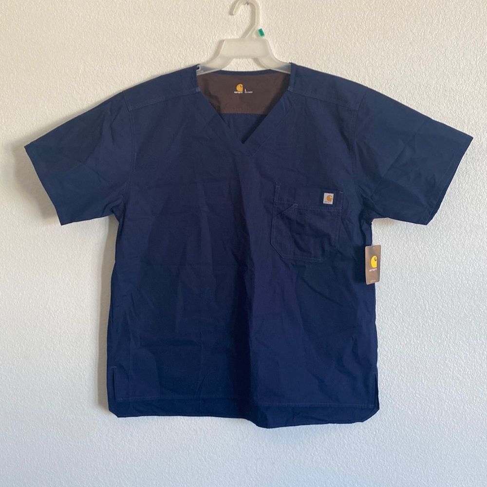 Carhartt Men’s RipStop V Neck Navy Scrub Top Size L. NWT